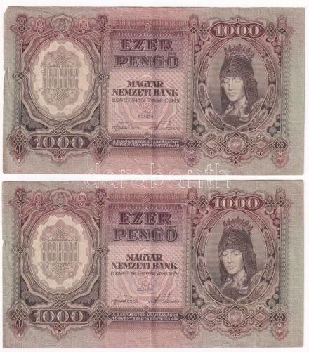 1943. 1000P (2x) sorszámkövetők 'F 090 039701 - F 090 039702' T:III Adamo P21