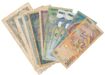 Románia 1945. 5000L (2xklf) + 1946. 100.000L + 1966. 10L + 1966. 100L + 1998-2000. 1000L-10.000L (5db, 4xklf) T:III,III- Romania 1945. 5000 Lei (2xdiff) + 1946. 100.000 Lei + 1966. 10 Lei + 1966. 100 Lei + 1998-2000. 1000 Lei - 10.000 Lei (5pcs,