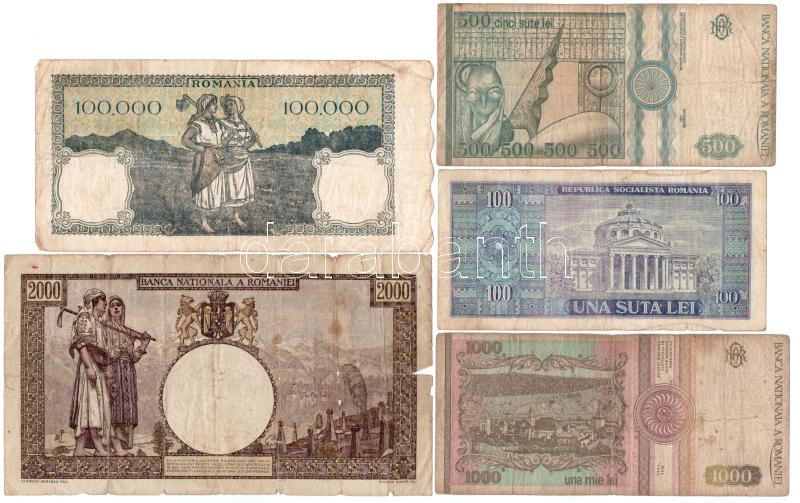 Románia 1941. 2000L + 1945. 5000L + 1946. 100.000L + 1966. 100L + 1992. 500L + 1993. 1000L + 1998-1999. 1000L-10.000L (4xklf) T:III,III- Romania 1941. 2000 Lei + 1945. 5000 Lei + 1946. 100.000 Lei + 1966. 100 Lei + 1992. 500 Lei + 1993. 1000 Lei - Image 4