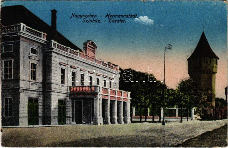 Nagyszeben, Hermannstadt, Sibiu; Színház, torony / Theater / theatre, tower (EK)