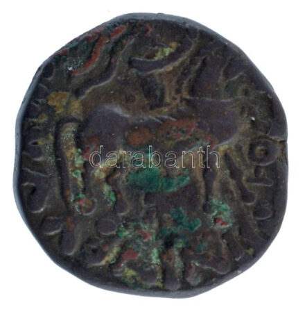 Ókori, lovast és egész alakos harcost(?) ábrázoló bronz érme, talán kelta, ibériai vagy indiai? (10,11g) T:2,2- Ancient bronze coin depicting a horseman and full-figured warrior(?), perhaps Celtic, Iberian or Indian? (10,11g) C:XF,VF