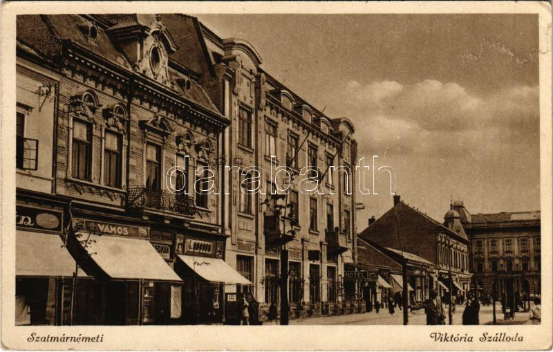 1941 Szatmárnémeti, Satu Mare; Viktória szálloda, Vámos üzlete / hotel, shops (EK)