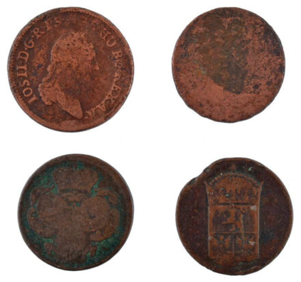 Erdély 1763. 1gr Cu + Csehország / Történelmi tartomány 1765. 1gr Cu + 1781A 1gr Cu + Magyarország 1781B 1kr Cu 'II. József' T:3,3-