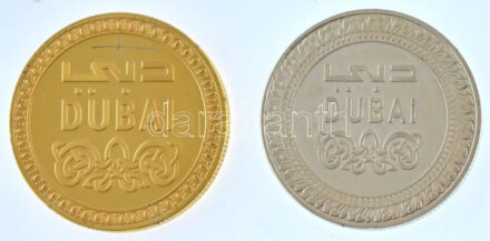 Egyesült Arab Emírségek DN 'Dubaj' aranyozott és ezüstözött emlékérem (40mm, 2xklf) T:1- (eredetileg PP) fo., egyiken karc United Arab Emirates ND 'Dubai' gilt and silvered medallions (40mm, 2xdiff) C:AU (originally PP) spotted, one with