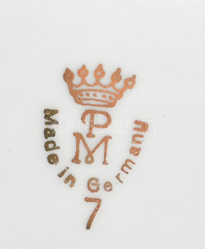 PM porcelán dobozka. Matricás, jelzett, kis kopással 8x4 cm - Image 2
