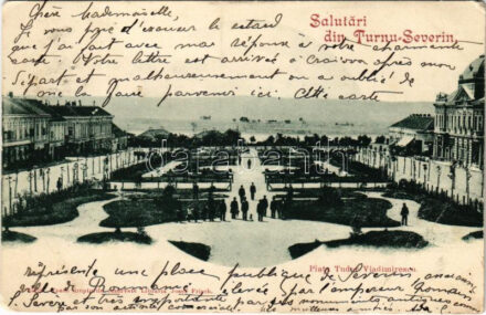 1901 Turnu Severin, Szörényvár; Piata Tudor Vladimirescu / square (EB)