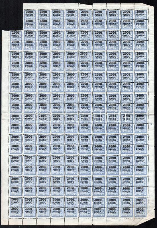 1946 2000P/20f számlailleték bélyeg 99-es hajtott ívdarab (29.700)