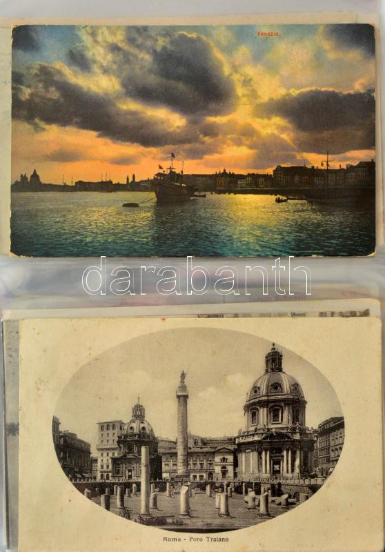 58 db 1900-1920 közötti olasz városképes lap gyűrűs albumban