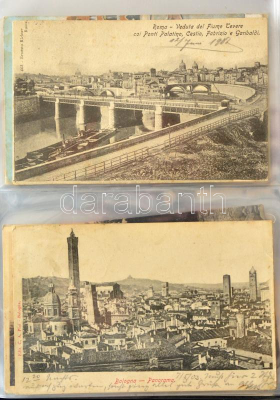 58 db 1900-1920 közötti olasz városképes lap gyűrűs albumban - Image 2