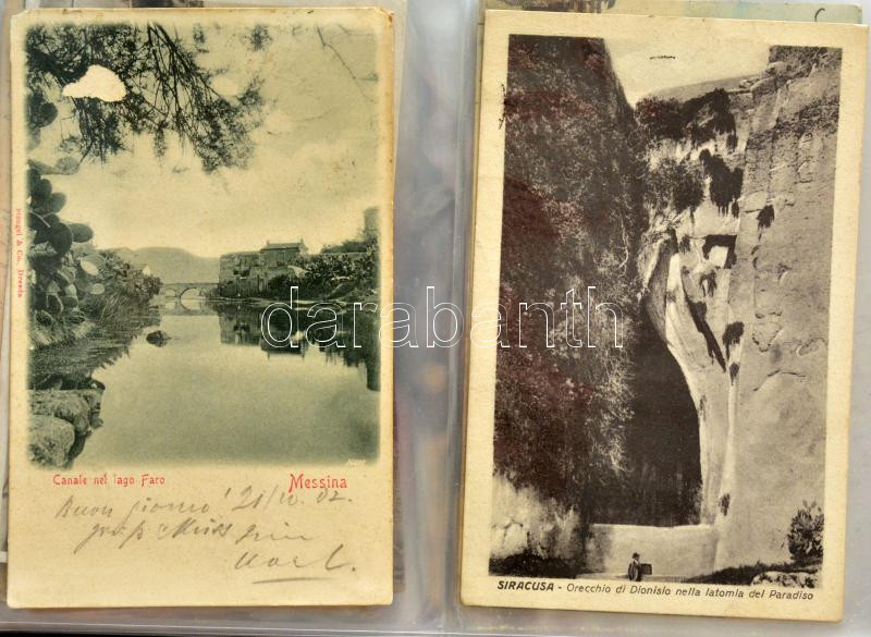 58 db 1900-1920 közötti olasz városképes lap gyűrűs albumban - Image 3