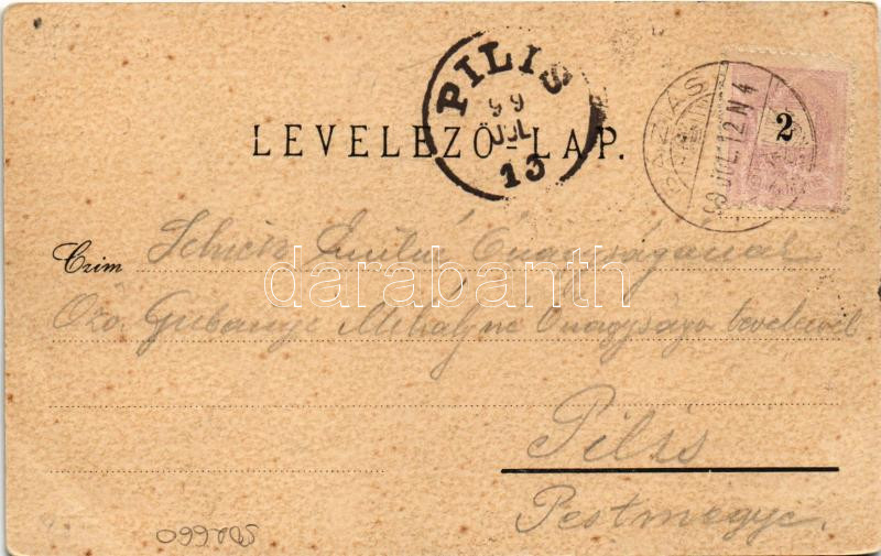 1899 (Vorläufer) Orsova, Kazán-szoros, Traján tábla. Hutterer G. kiadása / Kasanpartie / Cazane, Tabula Traiana / gorge, monument - Image 2