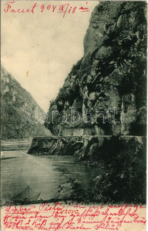 1901 Orsova, Kazán-szoros. Hutterer G. kiadása / Kasanpartie / Cazane / gorge (fa)