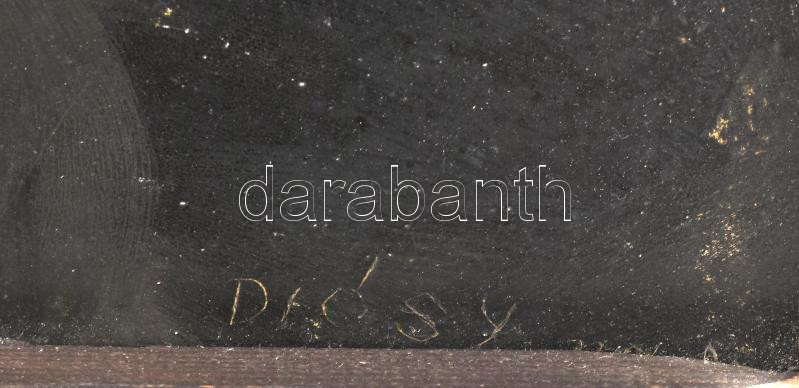 Diósy Antal (1895-1977): Bleier Lili (1899-1939) zongorista, sanzonénekes portréja. Olaj, karton, papír, jelzett. keretben, 75x58 cm Kis sérüléssel. Hátoldalán egy másik mű vázlatával / oil on board, signed, with small damage, framed - Image 3