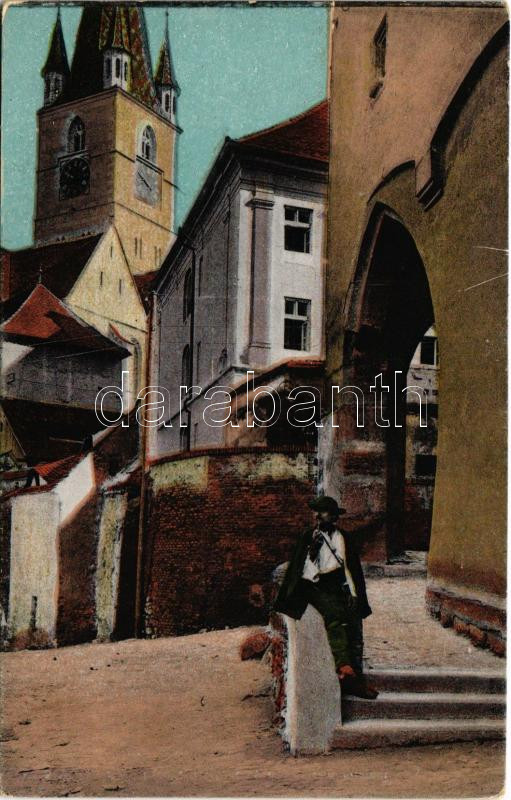 Nagyszeben, Hermannstadt, Sibiu; Pempflingergasse / Pempflinger utca. Emil Fischer kiadása / street view