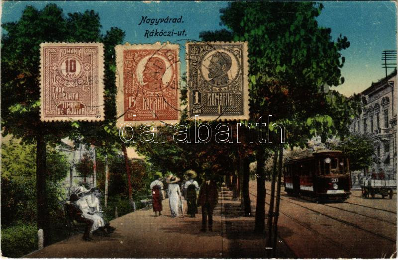 Nagyvárad, Oradea; Rákóczi út, villamos / street view, tram (EK)