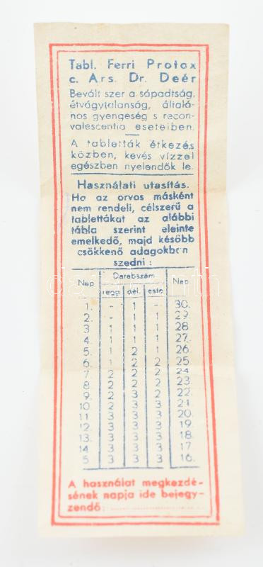 dr. Deér Jó pásztor gyógyszertára Budapest gyógyszeres dobozka (sérült), benne szedési utasítással 3,5x3,5 cm - Image 2