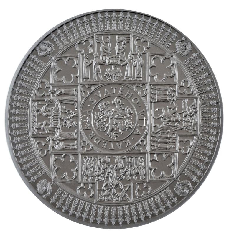 Csehország 2014. 'Szent Vitus-székesegyház' Ag emlékérem eredeti dísztokban, tanúsítvánnyal (1000g/0.999/100mm) T:PP Czech Republic 2014. 'St. Vitus Cathedral' Ag commemorative medallion in original case, with certificate - Image 2