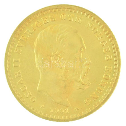 Svédország 1901EB 5Kr Au 'II. Oszkár' (2,24g/0.900) T:1,1- Sweden 1901EB 5 Kronor Au 'Oscar II' (2,24g/0.900) C:UNC,AU Krause KM# 766