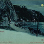Orsova, Partie aus der Széchenyistrasse / Cazane / Kazán-szoros, Széchenyi út este. R. Krizsány kiadása / gorge, road at night (EK)
