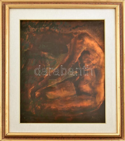 Olvashatatlan jelzéssel: Akt. Olaj, plexi. Üvegezett keretben, 48,5x38 cm
