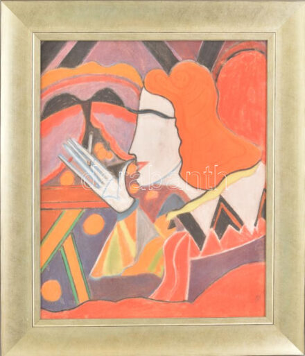 Scheiber H. jelzéssel: Díva. Pasztell papír. Múzeumi üvegezett dekoratív keretben. 50x40 cm