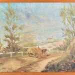 Jelzés nélkül: Szekér. Olaj, vászon. 55x68 cm