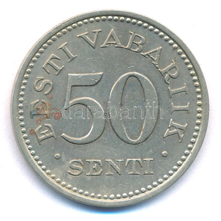 Észtország 1936. 50s Ni-sárgaréz T:2- patina Estonia 1936. 50 Senti Ni-brass C:VF patina Krause KM#18