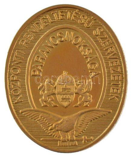 1996. 'Központi Rendeltetésű Szervezetek Parancsnoksága 1971-1996' aranyozott fém emlékérem, műanyag dísztokban (31x26mm) T:1-