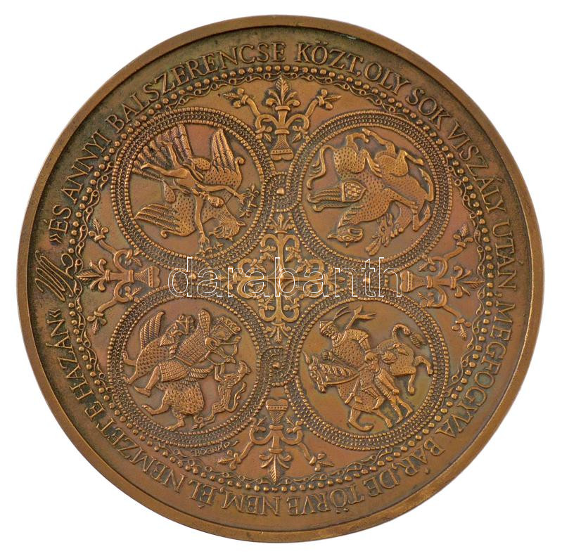 Bognár György (1944-) 1996. 'És annyi balszerencse közt, oly sok viszály után...' egyoldalas bronz hátlapi nagyminta (190mm) T:1-