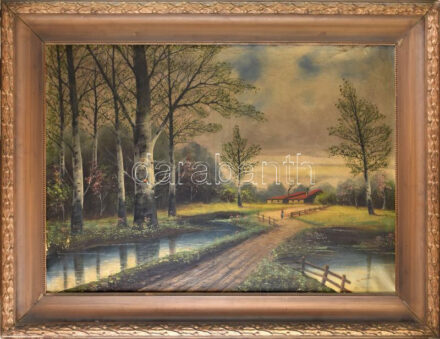 Horváth jelzéssel: Kislány a tisztáson. Olaj, vászon, keretben, 69x112 cm