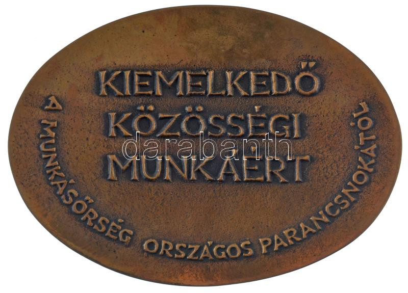 1957. ' KISZ 1919-1957 / Kiemelkedő közösségi munkáért - A munkásőrség országos parancsnokától' kétoldalas bronz plakett (120x85mm) T:1- - Image 2