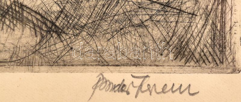 Bordás Ferenc (1911-1982): Tavaszi virágok. Rézkarc, papír. Üvegezett, kopott fakeretben, 39×29 cm - Image 2