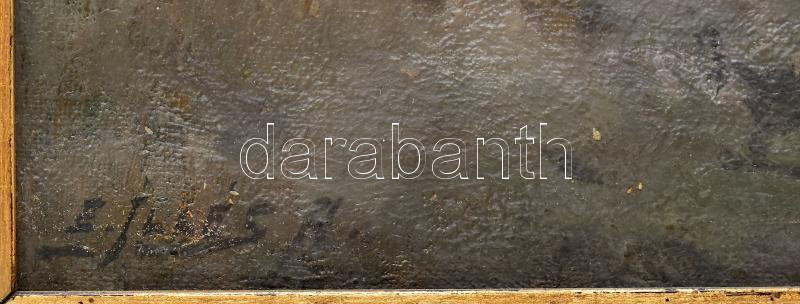 Edvi Illés Aladár (1870-1958): Vízparti táj. Olaj, vászon. Jelzett. Dekoratív, fakeretben. 27x37 cm - Image 2