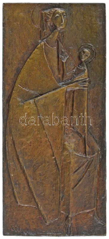 Ausztria 1988. 'II. János Pál pápa Ausztriában / Igen a hitre, igen az életre' kétoldalas fém plakett, hátoldalán lyuk a függesztéshez. Szign.: EH (164x73mm) T:2 kis festékfoltok Austria 1988. 'Pope Johannes Paulus II in Österreich -