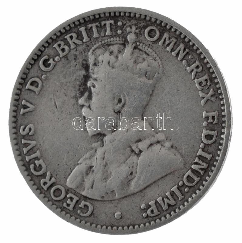 Ausztrália 1922. 3p Ag 'V. György' T:2-,3 patina Australia 1922. 3 Pence Ag 'George V' C:VF,F patina Krause KM#24