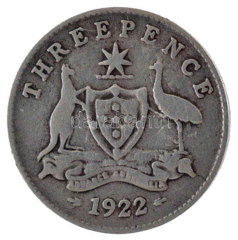 Ausztrália 1922. 3p Ag 'V. György' T:2-,3 patina Australia 1922. 3 Pence Ag 'George V' C:VF,F patina Krause KM#24 - Image 2