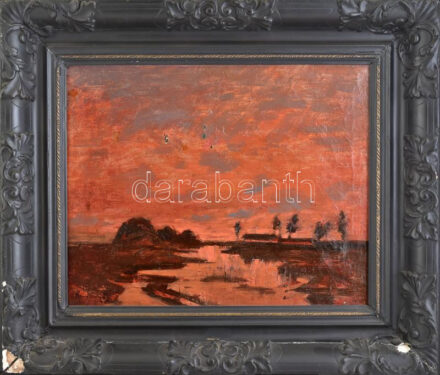 Kacziány Ödön (1852-1933): Hajnalpír. Olaj, vászon, minimális sérüléssel, jelzett, 40×50 cm