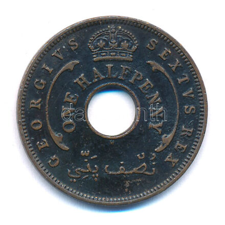 Brit Nyugat-Afrika 1952. 1/2P bronz 'VI. György' T:2- patina, karc British West Africa 1952. 1/2 Penny bronze 'George VI' C:VF patina, scratch Krause KM#27a
