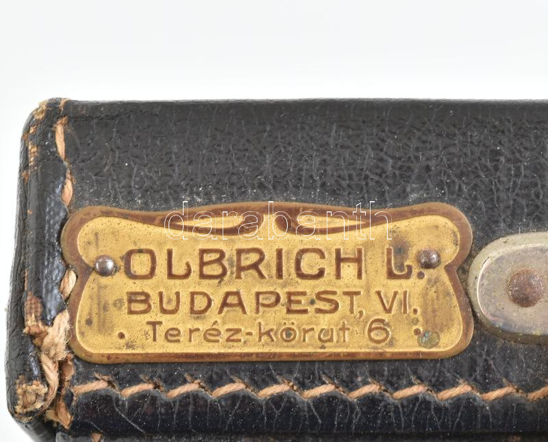 Olbrich L. Budapest Teréz körút 6. pipere táska tartalomma, kis sérülésekkel, kopásokkal. 28x40x12 cm - Image 4