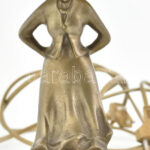 Figurális asztali lámpa pár, kopásokkal,működik, bronz, márvány, szerelék, lámpaernyő m: 34 cm - Image 2