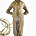 Figurális asztali lámpa pár, kopásokkal,működik, bronz, márvány, szerelék, lámpaernyő m: 34 cm - Image 3