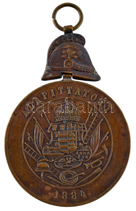 1884. 'Magyar Tűzoltó Szövetség Szolgálati Érme X év után' bronz kitüntetés (37mm) T:2 Hungary 1884. 'The Hungarian Fireman Association, X Years Service Medal' bronze decoration (37mm) C:XF