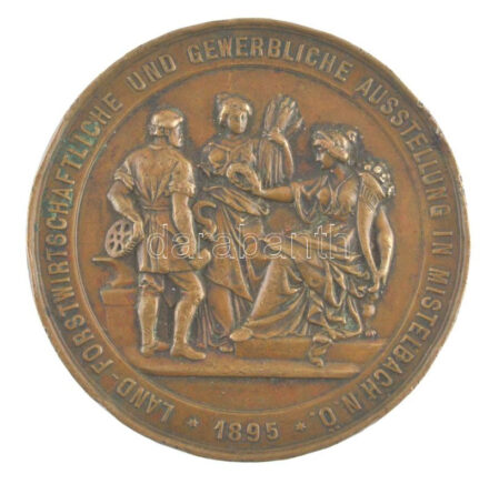 Ausztria 1895. 'Manhartsberg megye mezőgazdasági egyesületeinek szövetségének tiszteletbeli kitüntetése' kétoldalas bronz emlékérem (60mm) T:1- patina, kis ph. Austria 1895. 'Honorary award of the association of agricultural