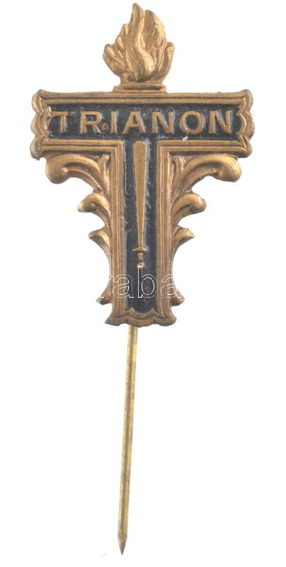 ~1920. 'Trianon' festett bronz gyászjelvény (31x21mm) T:1-