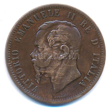 Olaszország 1866T 10c Bronz 'II. Viktor Emánuel' T:2-,3 ph Italy 1866T 10 Centesimi Bronze 'Vittorio Emanuele II' C:VF,F edge error Krause KM# 11.6
