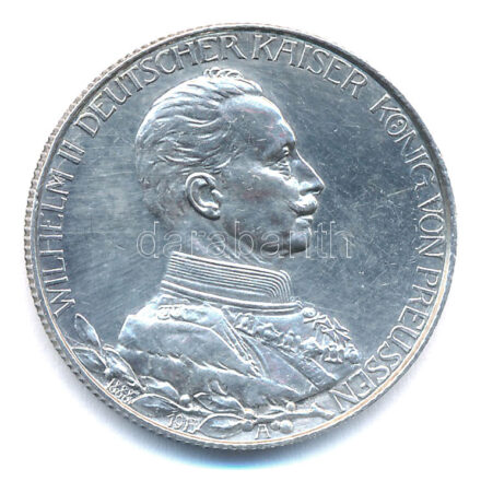 Német Államok / Poroszország 1913A 5M Ag 'II. Vilmos' Berlin T:1- apró karcok German States / Prussia 1913A 5 Mark Ag 'Wilhelm II' Berlin C:AU tiny scratches Krause KM#536