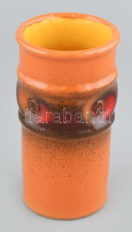 Retró kerámia váza, jelzés nélkül, hibátlan, m: 17 cm