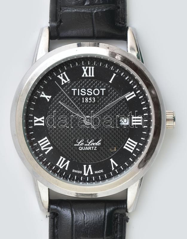 Tissot replika quartz férfi karóra, dátumkijelzővel, jó állapotban, d: 4,5 cm