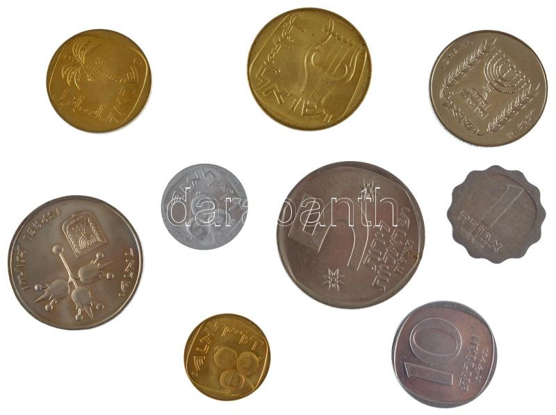 Izrael ~1960-1979. 1a-5L (9xklf) T:1-,2 Israel ~1960-1979. 1 Agorah - 5 Lirot (9xdiff) C:AU,XF