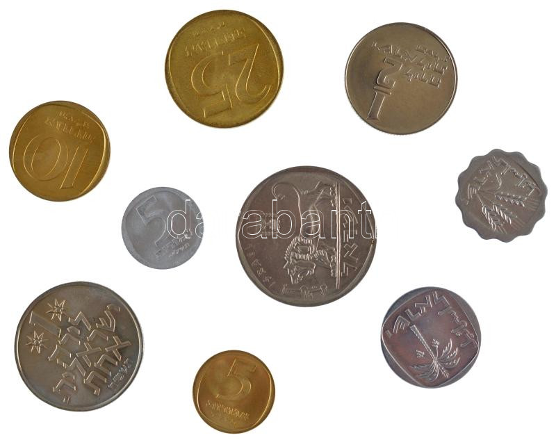 Izrael ~1960-1979. 1a-5L (9xklf) T:1-,2 Israel ~1960-1979. 1 Agorah - 5 Lirot (9xdiff) C:AU,XF - Image 2